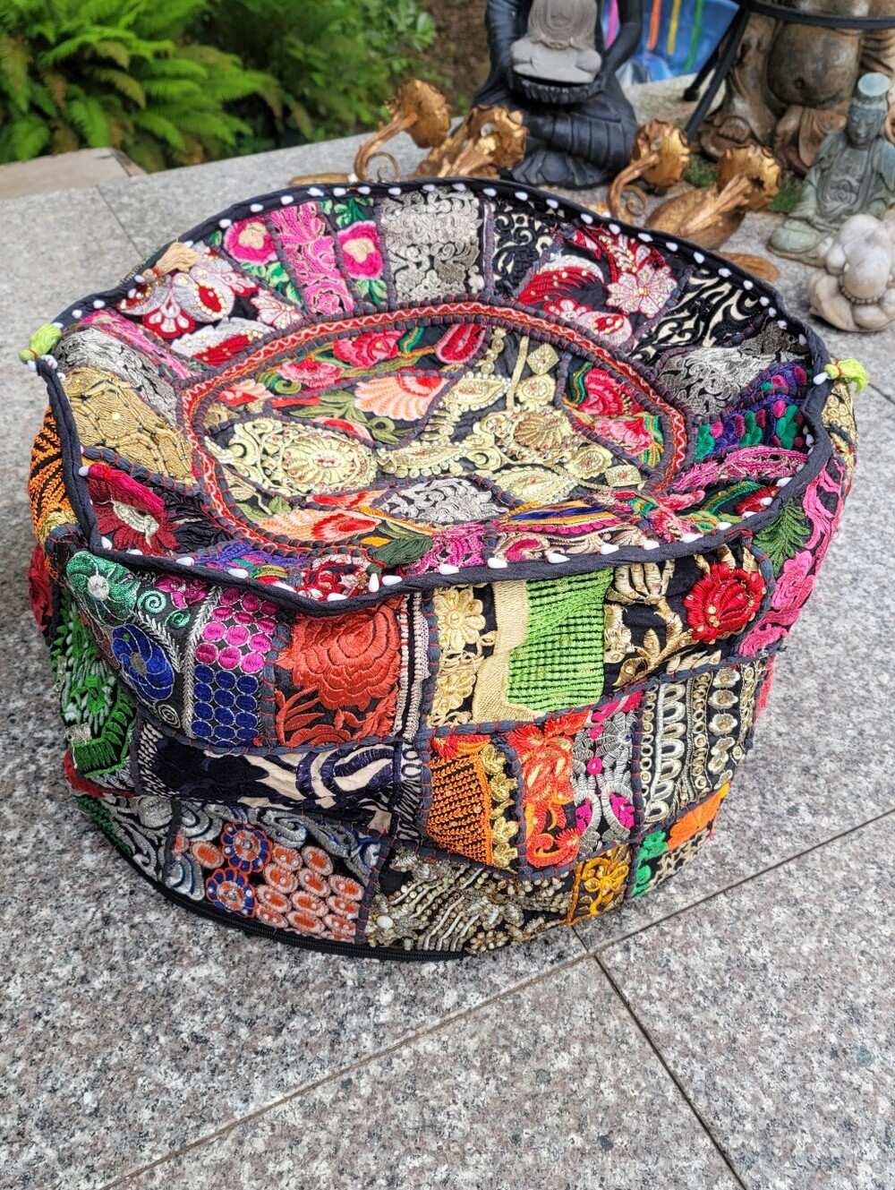 Boho storage ottoman cover